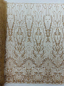 Modern Luxury Beaded Fabric Embroidered on a Mesh Lace 54” Wide| New Creations Fabric & Foam Inc. - New Creations Fabric & Foam Inc