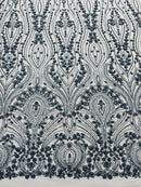 Modern Luxury Beaded Fabric Embroidered on a Mesh Lace 54” Wide| New Creations Fabric & Foam Inc. - New Creations Fabric & Foam Inc