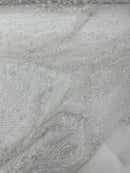 Modern Luxury Beaded Fabric Embroidered on a Mesh Lace 54” Wide| New Creations Fabric & Foam Inc. - New Creations Fabric & Foam Inc