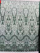 Modern Luxury Beaded Fabric Embroidered on a Mesh Lace 54” Wide| New Creations Fabric & Foam Inc. - New Creations Fabric & Foam Inc
