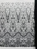 Modern Luxury Beaded Fabric Embroidered on a Mesh Lace 54” Wide| New Creations Fabric & Foam Inc. - New Creations Fabric & Foam Inc