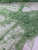 Modern Luxury Beaded Fabric Embroidered on a Mesh Lace 54” Wide| New Creations Fabric & Foam Inc. - New Creations Fabric & Foam Inc