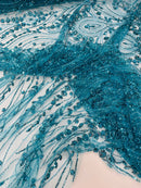 Modern Luxury Beaded Fabric Embroidered on a Mesh Lace 54” Wide| New Creations Fabric & Foam Inc. - New Creations Fabric & Foam Inc