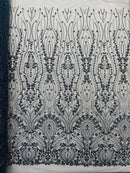 Modern Luxury Beaded Fabric Embroidered on a Mesh Lace 54” Wide| New Creations Fabric & Foam Inc. - New Creations Fabric & Foam Inc