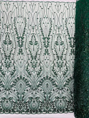 Modern Luxury Beaded Fabric Embroidered on a Mesh Lace 54” Wide| New Creations Fabric & Foam Inc. - New Creations Fabric & Foam Inc