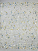 Multi Color 3d floral Daisy Design Embroider Lace 54" Wide| New Creations Fabric & Foam Inc. - New Creations Fabric & Foam Inc