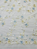 Multi Color 3d floral Daisy Design Embroider Lace 54" Wide| New Creations Fabric & Foam Inc. - New Creations Fabric & Foam Inc