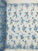 Multi color 3d floral Daisy design embroider lace fabric| New Creations Fabric & Foam Inc. - New Creations Fabric & Foam Inc