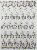 Multi Color 3D Floral Design Embroider with Pearls in a Mesh Lace Fabric| New Creations Fabric & Foam Inc. - New Creations Fabric & Foam Inc