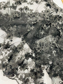 Multi Color 3D Floral Design Embroider with Pearls in a Mesh Lace Fabric| New Creations Fabric & Foam Inc. - New Creations Fabric & Foam Inc