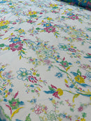 Multi Color Roses Glitter Design On A Mesh Lace Fabric| New Creations Fabric & Foam Inc - New Creations Fabric & Foam Inc