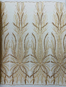 Palm Beaded Damask Design Fabric| New Creations Fabric & Foam Inc. - New Creations Fabric & Foam Inc