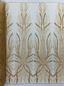 Palm Beaded Damask Design Fabric| New Creations Fabric & Foam Inc. - New Creations Fabric & Foam Inc
