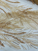 Palm Beaded Damask Design Fabric| New Creations Fabric & Foam Inc. - New Creations Fabric & Foam Inc