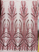 Palm Beaded Damask Design Fabric| New Creations Fabric & Foam Inc. - New Creations Fabric & Foam Inc