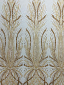Palm Beaded Damask Design Fabric| New Creations Fabric & Foam Inc. - New Creations Fabric & Foam Inc