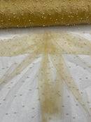 Pearl Glitter Studded Mesh Fabric| New Creations Fabric & Foam Inc. - New Creations Fabric & Foam Inc