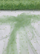 Pearl Glitter Studded Mesh Fabric| New Creations Fabric & Foam Inc. - New Creations Fabric & Foam Inc