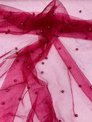 Pearl Glitter Studded Mesh Fabric| New Creations Fabric & Foam Inc. - New Creations Fabric & Foam Inc