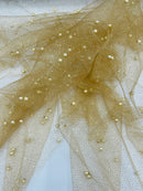Pearl Glitter Studded Mesh Fabric| New Creations Fabric & Foam Inc. - New Creations Fabric & Foam Inc