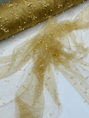 Pearl Glitter Studded Mesh Fabric| New Creations Fabric & Foam Inc. - New Creations Fabric & Foam Inc