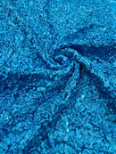Pleated Stretch Satin Ruffle lace Trim With Hologram Sequin/24" Wide| New Creations Fabric & Foam Inc. - New Creations Fabric & Foam Inc