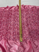 Pleated Stretch Satin Ruffle lace Trim With Hologram Sequin/24" Wide| New Creations Fabric & Foam Inc. - New Creations Fabric & Foam Inc