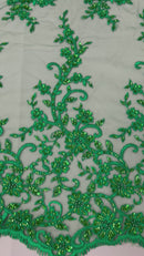 Big Floral Damask beaded Lace 54" Wide| New Creations Fabric & Foam Inc.