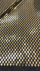 Gold Diamond Sequin On Black Metallic Lurex 58" Wide| New Creations Fabric & Foam Inc.