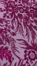 Big Glitter Damask Design On A Mesh Lace 58" Wide| New Creations Fabric & Foam Inc.