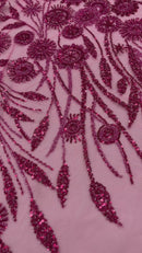 Luxury 3D Floral/Butterfly Beaded lace 54” Wide| New Creations Fabric & Foam Inc.