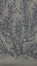 Vine Beaded Lace on Mesh 54" Wide | New Creation Fabric & Foam Inc.