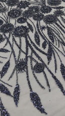 Luxury 3D Floral/Butterfly Beaded lace 54” Wide| New Creations Fabric & Foam Inc.