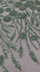 Luxury 3D Floral/Butterfly Beaded lace 54” Wide| New Creations Fabric & Foam Inc.