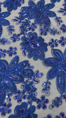 Metallic floral lace design embroidered 54" Wide | New Creations Fabric & Foam Inc.