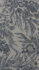 Big Glitter Damask Design On A Mesh Lace 58" Wide| New Creations Fabric & Foam Inc.