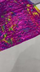 Splatter Foil Paint Metallic Print on a 4-way Stretch Tie Dye Nylon Spandex | New Creations Fabric & Foam Inc.