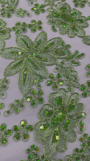 Metallic floral lace design embroidered 54" Wide | New Creations Fabric & Foam Inc.