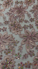 Metallic floral lace design embroidered 54" Wide | New Creations Fabric & Foam Inc.