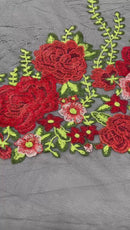 Roses Multi Color Floral Design Embroider On Mesh Lace Fabric| New Creations Fabric & Foam Inc.