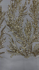 Vine Beaded Lace on Mesh 54" Wide | New Creation Fabric & Foam Inc.