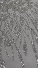 Luxury 3D Floral/Butterfly Beaded lace 54” Wide| New Creations Fabric & Foam Inc.