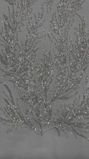 Vine Beaded Lace on Mesh 54" Wide | New Creation Fabric & Foam Inc.