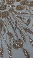 Luxury 3D Floral/Butterfly Beaded lace 54” Wide| New Creations Fabric & Foam Inc.