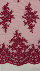 Small Floral Damask Lace 54" Wide| New Creations Fabric & Foam Inc.