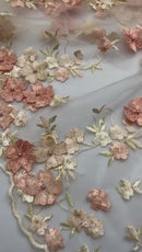 Multi Color 3d floral Daisy Design Embroider Lace 54" Wide| New Creations Fabric & Foam Inc.