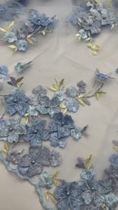 Multi Color 3d floral Daisy Design Embroider Lace 54" Wide| New Creations Fabric & Foam Inc.