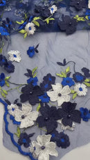Multi Color 3d floral Daisy Design Embroider Lace 54" Wide| New Creations Fabric & Foam Inc.