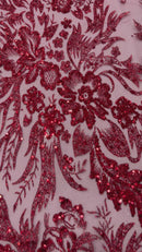 Big Glitter Damask Design On A Mesh Lace 58" Wide| New Creations Fabric & Foam Inc.