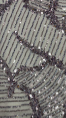 Heavy Beaded Leaf Design on a mesh 54" Wide| New Creation Fabric & Foam Inc.